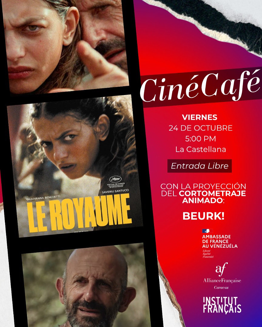 📹CinéCafé de la <a href="/afcaracas/">AF Caracas</a> presenta la película EL REINO.

En ocasión del festival de cine animado 🇫🇷, la película será precedida del corto ¡Qué asco!, ganador de 13 🏆 internacionales. 

🗓️ Viernes 24 de octubre.
⏰ 5:00 P.M.
📍Alianza francesa, La Castellana.
🎟️ Entrada libre.