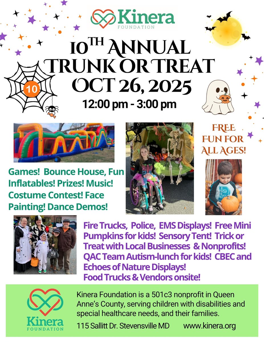Maryland ABLE is looking forward to sharing information about ABLE accounts at Kinera Foundation's annual Trunk or Treat event. Join us to learn how an ABLE account can help families raising children with disabilities to pay for qualified expenses and plan for the future.
