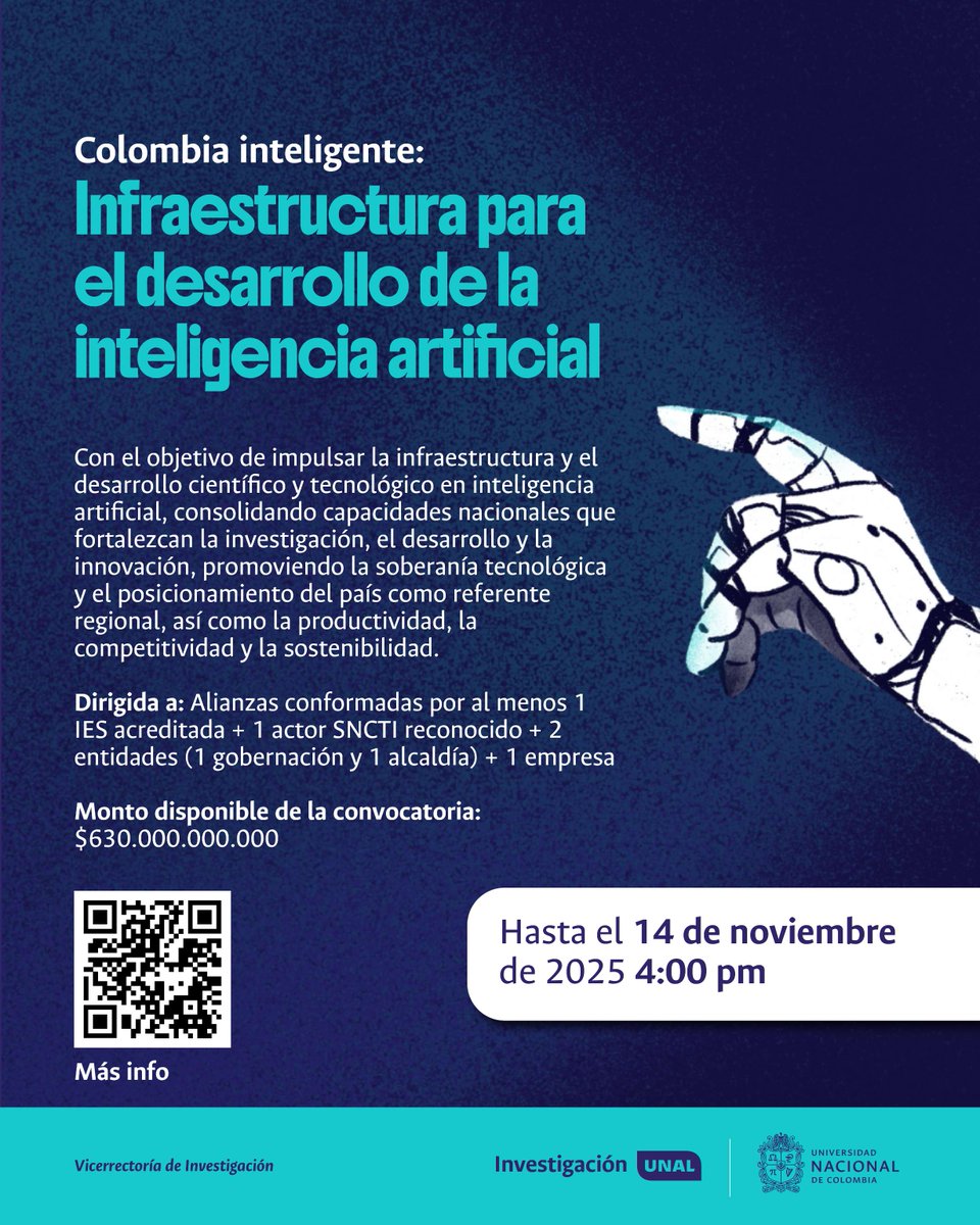 ¡Nuevas oportunidades para la investigación! 🚀

@Minciencias_co abrió nuevas convocatorias en el marco del Plan Bienal 2025-2026 del Sistema General de Regalías.

Conoce los términos de referencia escaneando los QR 🔍