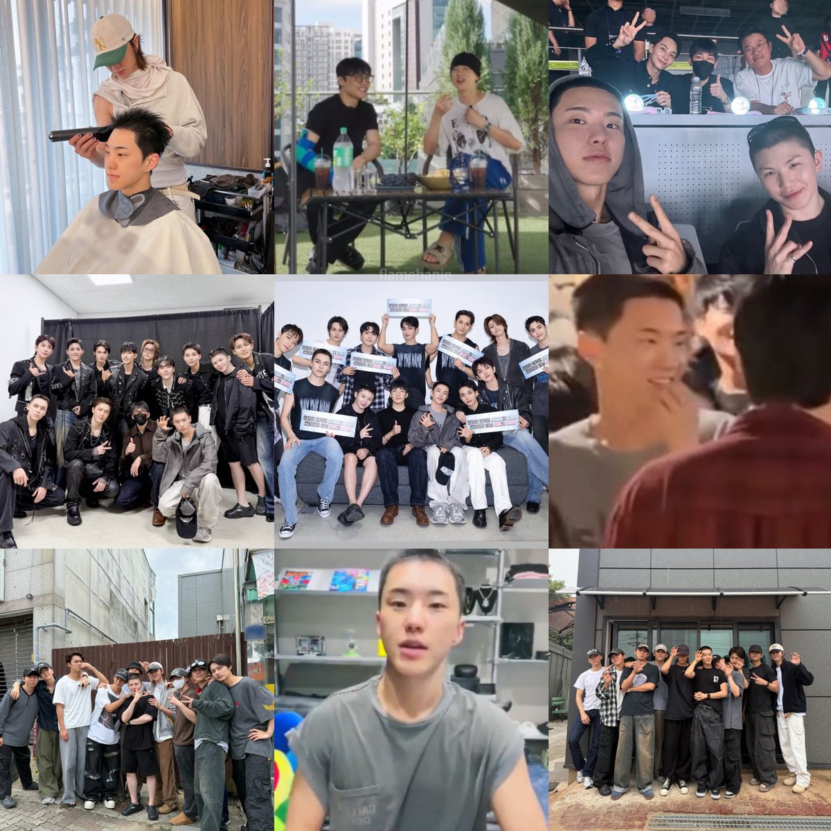 flamehanie's tweet image. So the timeline is…
- Sept 12: Hoshi shaved his hair (shaved by The8)
- Sept 13: Hoshi filmed content with Youngjun ssaem
- Sept 14: Attended SEVENTEEN NEW_ Incheon concert on the second day with Jeonghan, Wonwoo, and Woozi, and joined the company dinner afterward
- Sept 15:…