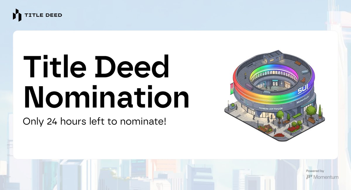 MMTFinance's tweet image. ⏰Only 24 hours left!
The Momentum Title Deed nomination phase is almost over.
Nominate 3 builders, believers, or degens who’ve earned their place.
🔗 deed.mmt.finance