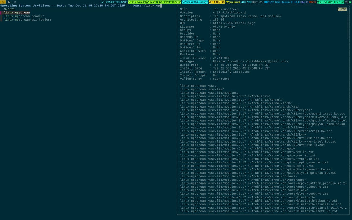 unixbhaskar's tweet image. FUN! 😉 .....and silly show off 😜
#linux #kernel #archlinux #opensource #operatingsystem