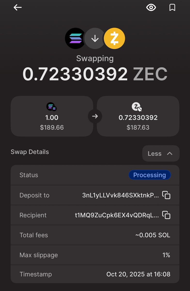 Zcash shielding transaction details