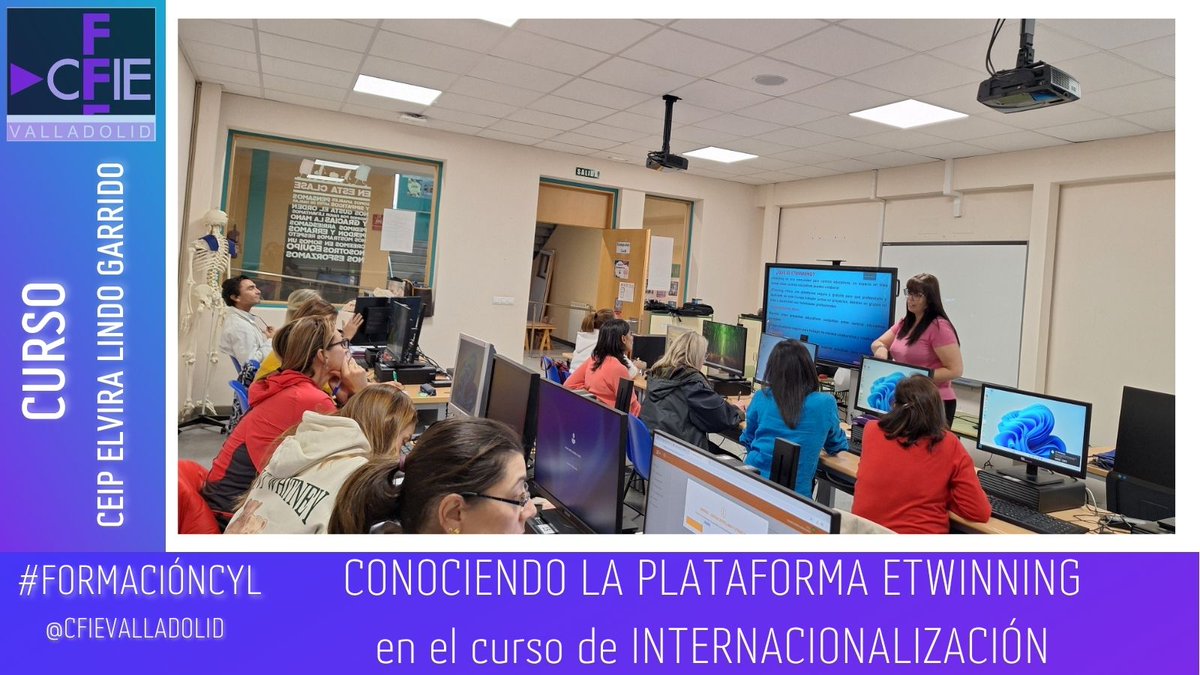 CFIE VALLADOLID (@cfievalladolid) on Twitter photo En el <a href="/CEIPELVIRA/">CEIP ELVIRA LINDO</a> han conocido la plataforma eTwining de la mano de Arancha Calvo, embajadora eTwinning, dentro de su curso sobre internacionalización.🌍
☑️colaborar y hacer proyectos con otros centros europeos.🤝
#FormacionCyL #InternacionalizaCyL@educacyl En el <a href="/CEIPELVIRA/">CEIP ELVIRA LINDO</a> han conocido la plataforma eTwining de la mano de Arancha Calvo, embajadora eTwinning, dentro de su curso sobre internacionalización.🌍
☑️colaborar y hacer proyectos con otros centros europeos.🤝
#FormacionCyL #InternacionalizaCyL@educacyl