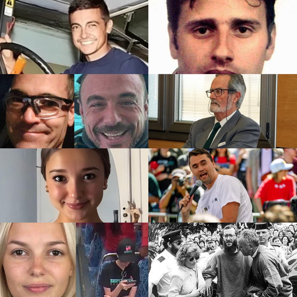 Yo con Sandra Peña
Yo con David Lafoz
Yo con Charlie Kirk
Yo con Ortega Lara
Yo con José Lomas
Yo con David y Miguel Ángel (GC de Barbate)
Yo con Irina Zarutska
Yo con las víctimas de la DANA de Valencia
Yo con Ignacio Echeverría
Yo con Miguel Ángel Blanco
Yo contra Pedro Sánchez