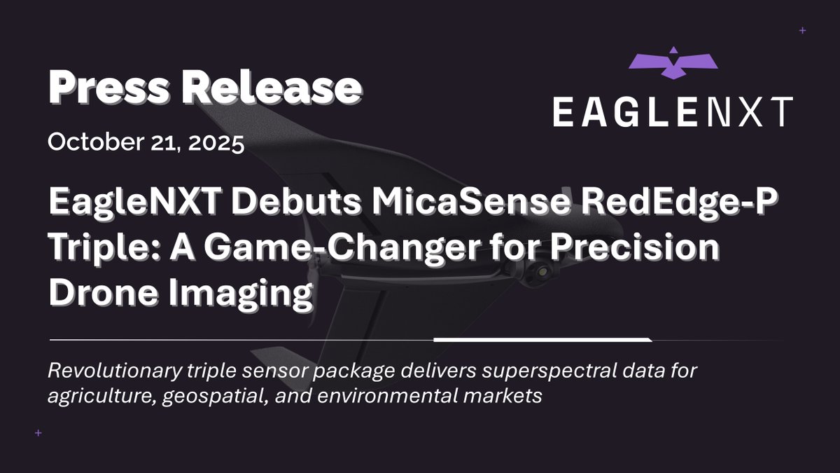 EagleNXT's tweet photo. $UAVS announces the launch of the MicaSense™ RedEdge-P™ Triple sensor package, a groundbreaking system that establishes a new standard for capability in precision #agriculture, #environmental monitoring, and #geospatialmapping
Read more: https://t.co/DO90B0p7Hv
#Drones #Drone https://t.co/bU1EEpchjF