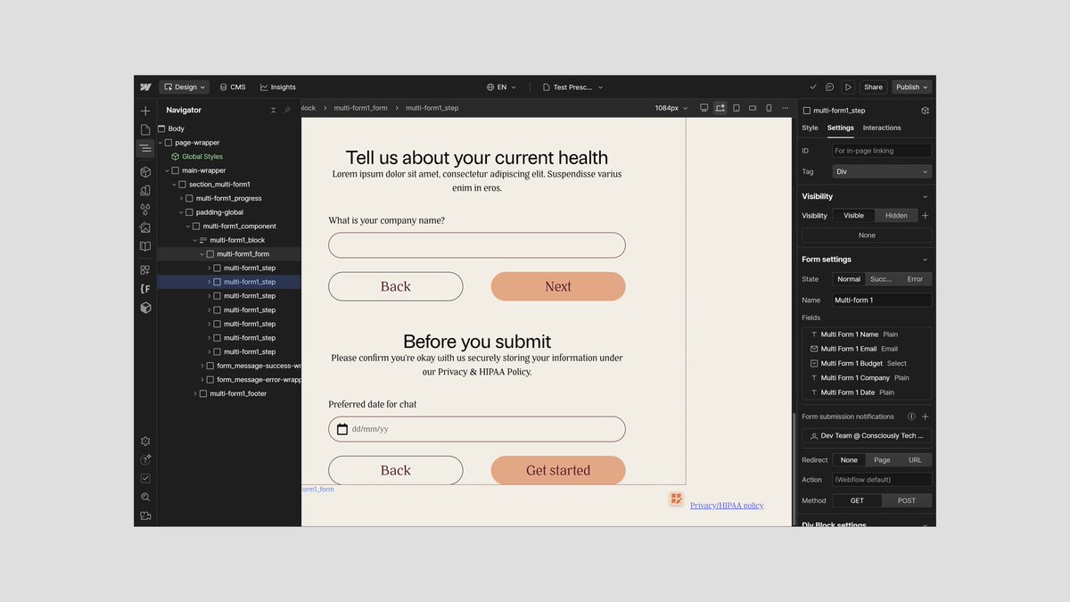 Shizolm's tweet image. Building a multi-step form solution that integrates HIPAAIZER for HIPAA compliance.
Using Formly for the flow and JavaScript for conditional validation.