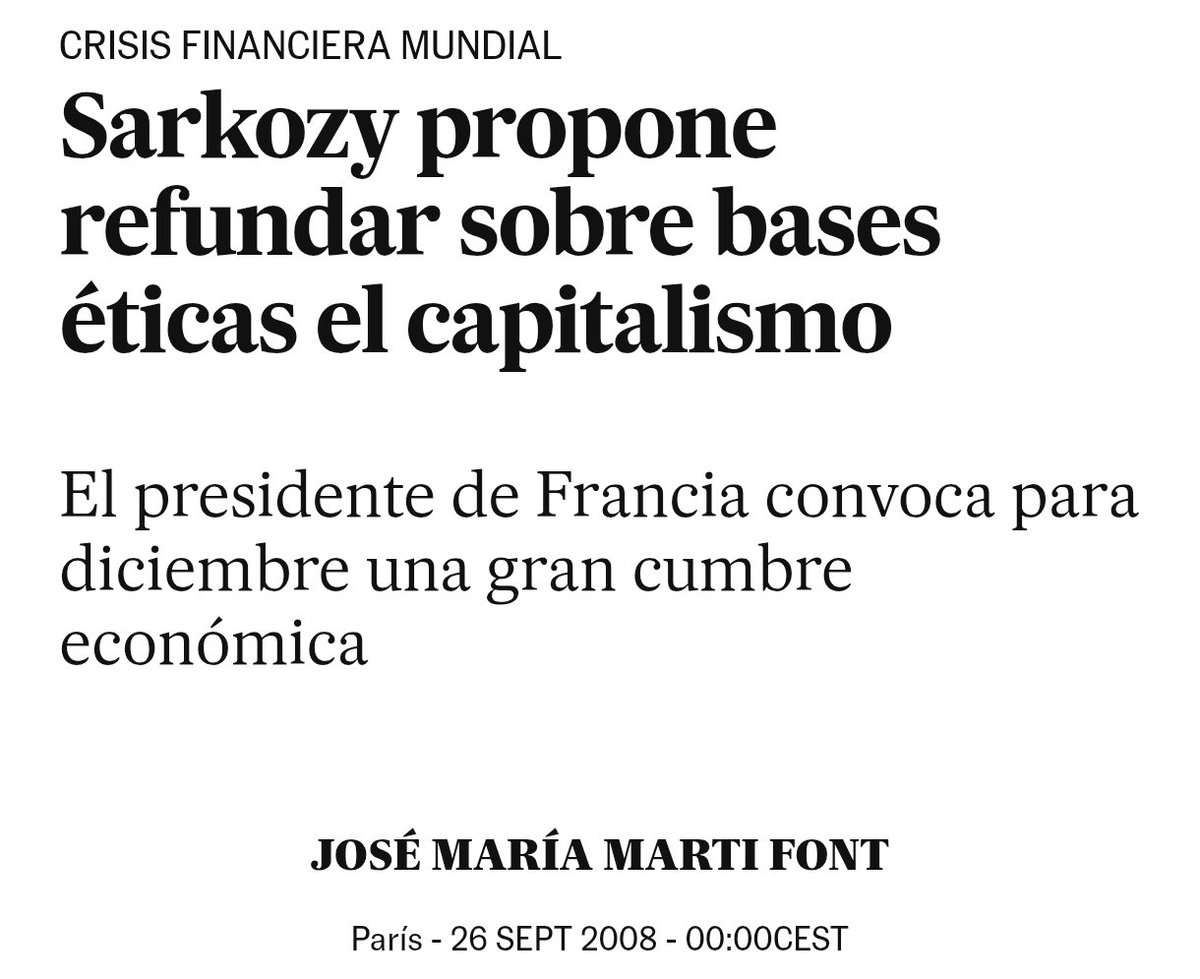 PCOE_estatal's tweet image. Esas eran las bases éticas que proponía Sarkozy en 2008. La única ética en el capitalismo es la del robo y la explotación de la clase obrera para enriquecer a una minoría parasitaria.