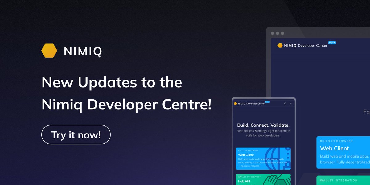 nimiq's tweet image. 🚨Hey @Nimiq Devs,

We gave the Developer Center a major upgrade.

Check it out 👉 nimiq.com/developers