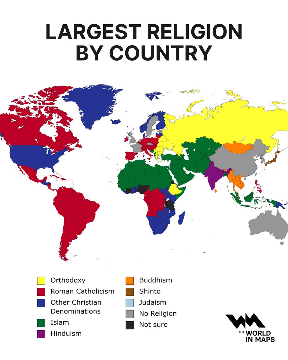 The largest religion by country.