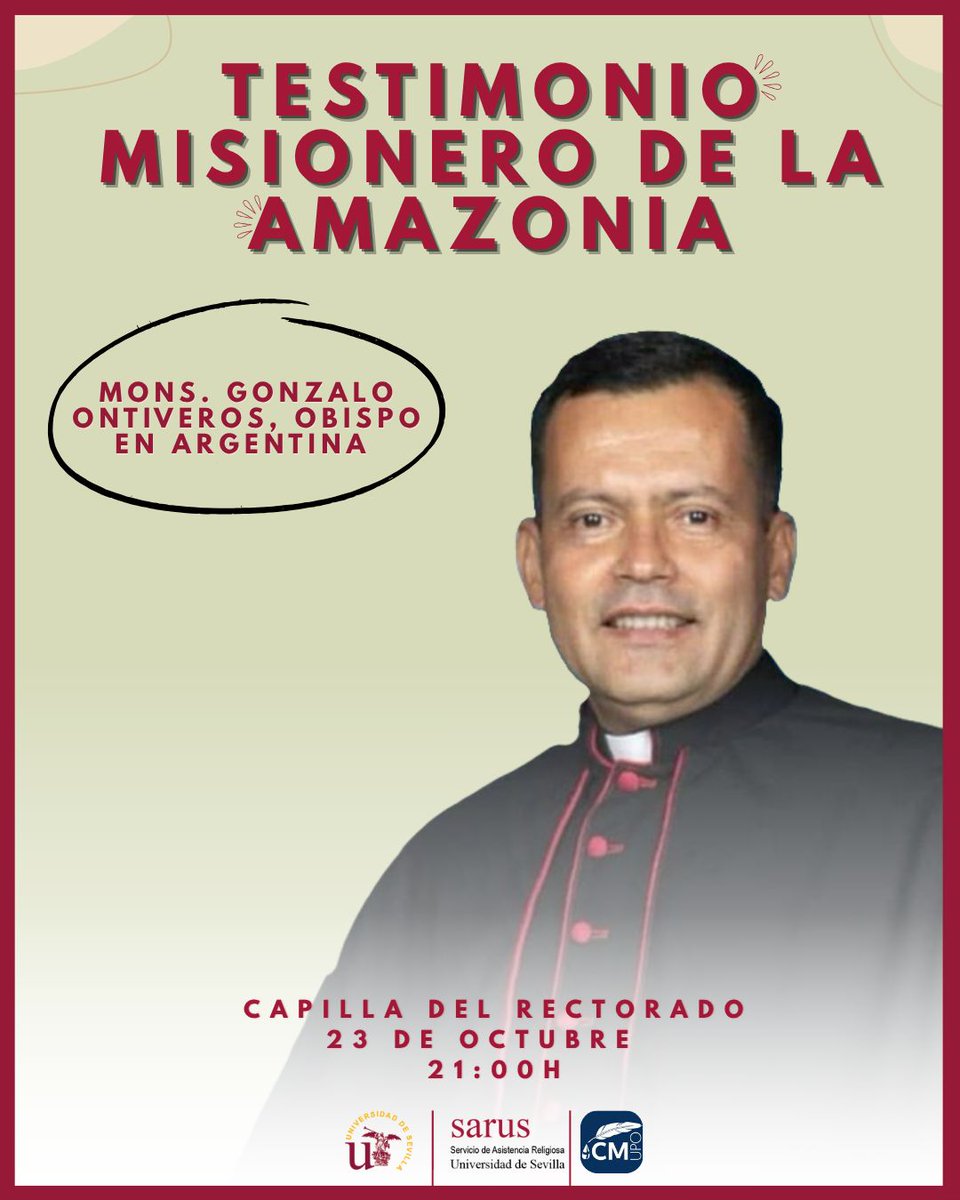 Este jueves conoceremos el testimonio de Monseñor Gonzalo Ontiveros, obispo en argentina y misionero en el Amazonas 🌎✝

Esta ocasión la misa de las 20h será presidida también por Monseñor⛪

Como siempre…
📍Capilla de los Estudiantes
🕒 20h misa, 20:30 adoración y 21h YOUCAT
