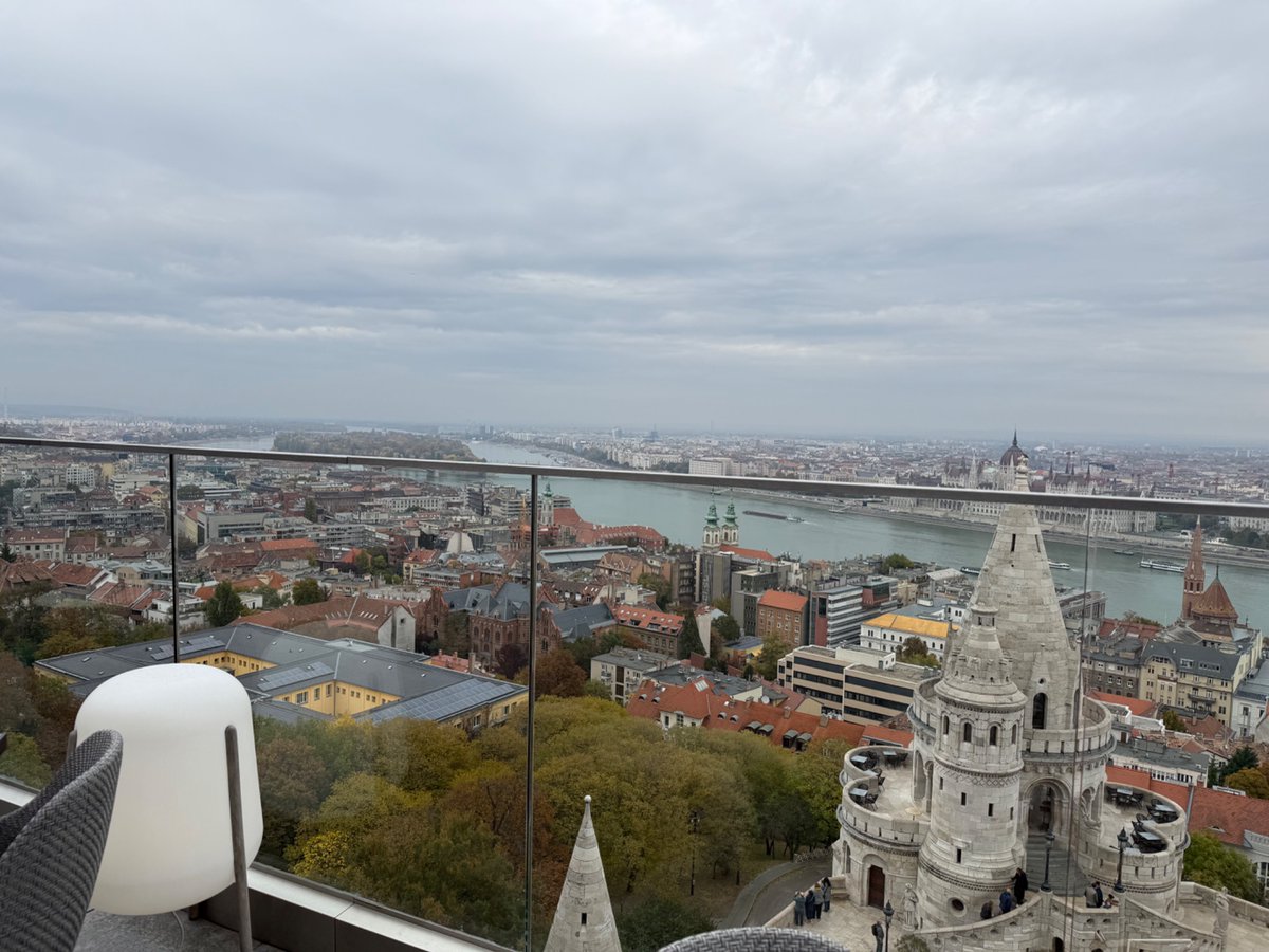 You know where you are in a Hilton. This the view from the sky bar at the Hilton Budapest. Stunning