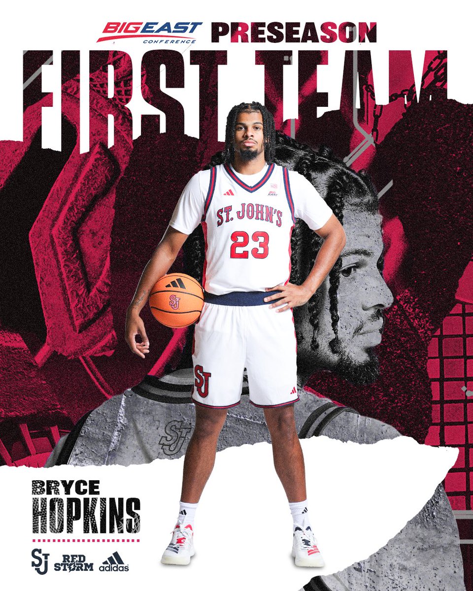 StJohnsBBall's tweet image. More preseason honors for our guys!! 

Bryce Hopkins - Preseason All-BIG EAST First Team 🔴⛈️

Ian Jackson - Preseason All-BIG EAST Second Team 🔴⛈️

Dillon Mitchell - Preseason All-BIG EAST Third Team 🔴⛈️

Joson Sanon - Preseason All-BIG EAST Third Team 🔴⛈️