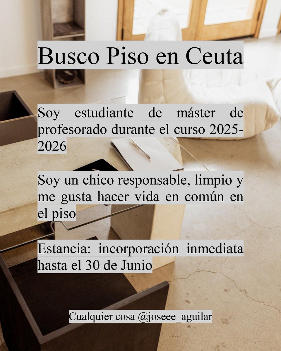 joseee_aguilar's tweet photo. #pisosceuta #Ceuta #ugr #estudiantes #queydondeestudiar2025 https://t.co/w7py0izoKF