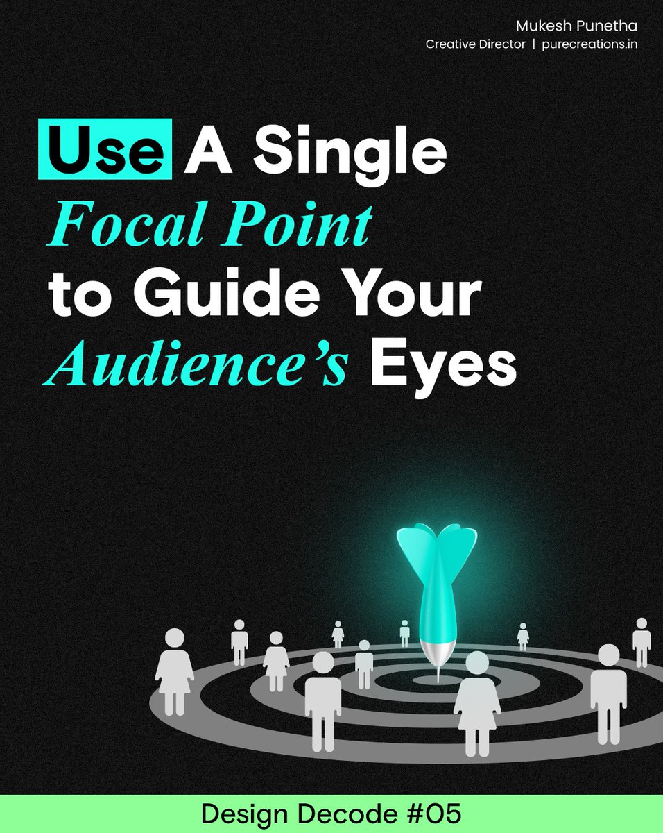 brandingmukesh's tweet image. Every great visual has a hero, the element you want people to notice first.
Guide your audience’s attention intentionally and avoid multiple competing focal points.
Focus = engagement.
#BrandingByMukesh #DesignDecode #AttentionTriggers #VisualHierarchy #BrandVisuals #DesignTips