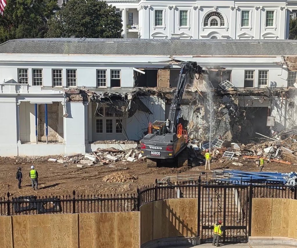 He lied again. What Trump originally said about the construction of his White House ballroom, and the reality.

“It won’t interfere with the current building… it’ll be near it but not touching it and pays total respect to the existing building, which I’m the biggest fan of.”