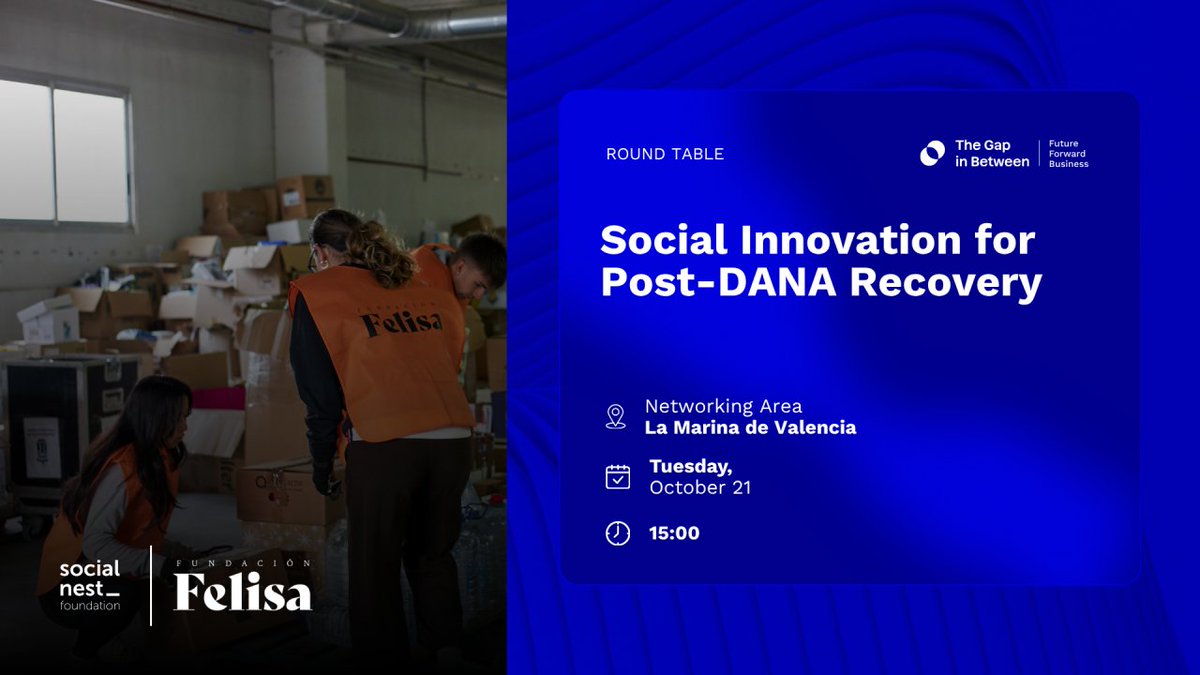 Nuestra CEO <a href="/LuciaIborra/">Lucia Iborra</a>  participa hoy en la mesa “Innovación Social para la Recuperación Post-DANA” de #TheGIB , impulsado por <a href="/socialnest_org/">Social Nest Foundation | Making impact grow</a> 
#Innovación, #propósito y #colaboración para un futuro más resiliente.
📍 La Marina de València | 15:00h
🔗acortar.link/QQLmJl