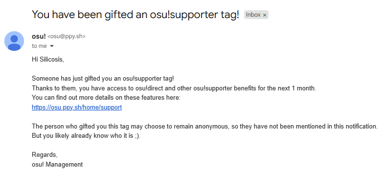 I ONLY JUST REALIZED SOMEONE GIFTED ME OSU SUPPORTER 10 DAYS AGO????? ?????
WHAT DID I DO WTF WHO WAS THIS LOL THANK YOU
my brain literally had to do a double take when i saw the osu direct bar on the side of my screen 😭😭😭