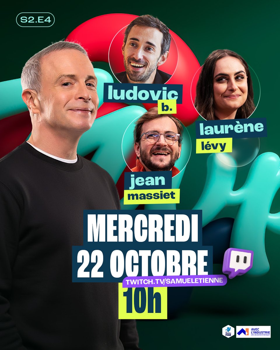 MVP ce mercredi à 10h sur la chaîne Twitch de <a href="/SamuelEtienne/">Samuel Etienne</a>.

On se retrouve avec <a href="/LudoTatou/">Ludovic B</a>, <a href="/JeanMassiet/">Jean Massiet</a>, Laurène Levy pour parler l'importance de la santé mentale au travail.

Puis nous irons sur le Tour de France de nos Industries avec <a href="/LaFrenchFab/">La French Fab</a> et @Aveclindustrie !

#pub