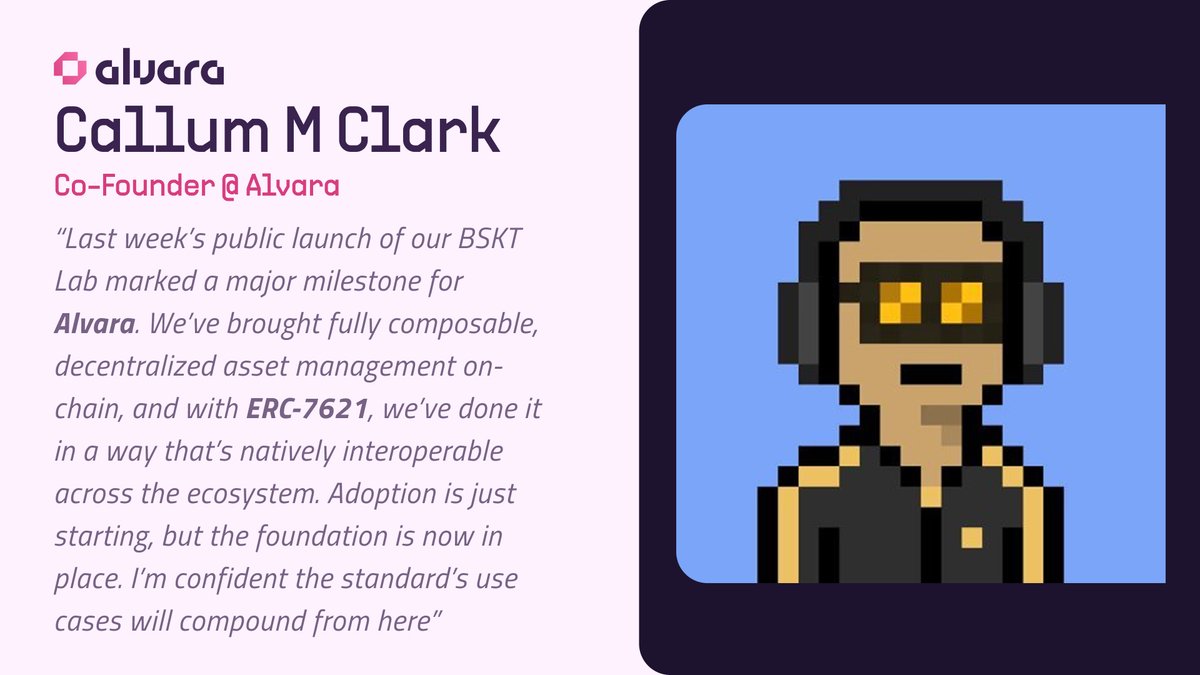 AlvaraProtocol's tweet image. BSKTs are live and the community showed up.
100+ BSKTs minted already.
Here’s what @callummclark, our co-founder has to say:
