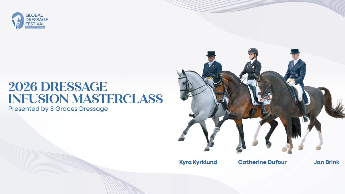 Tickets are now on sale for the highly anticipated 2026 Dressage Infusion Masterclass presented by 3 Graces Dressage! Purchase your ticket today: bit.ly/DressageInfusi…
#GDF2026 #dressage