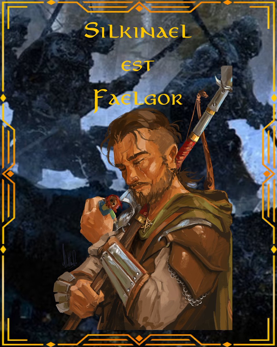Cette semaine, on lance notre campagne du Seigneur des Anneaux maîtrisé par @ivractus, avec @siha_art et @elrohir_bfme !  

Pour ma part, j'incarnerai un ranger nommé Faelgor !

RDV ce jeudi 23/10 sur twitch.tv/silkinaeltv &amp; youtube.com/@LeCercleJDR