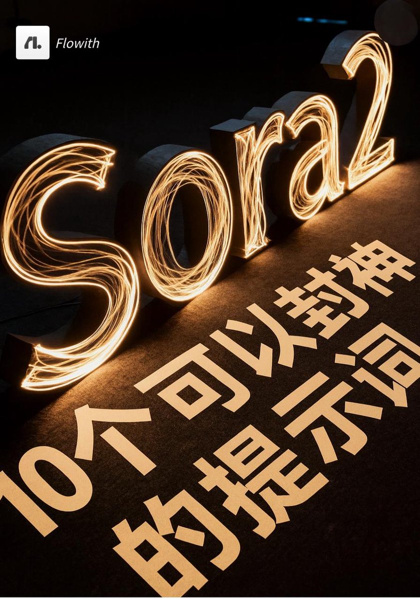 🔥 10 个能封神的 Sora 2 提示词！

我花了 1 个周，测试 100 + 条，
这 10 个提示词，一键出片率最高 🎯

广告｜短剧｜Vlog｜艺术视觉全能适配
每个玩法都附「提示词 + Flowith 工作流」👇🧵