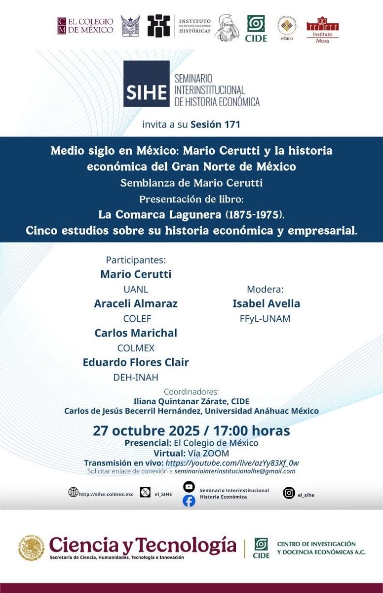 Seminario Interinstitucional Historia Económica tweet media