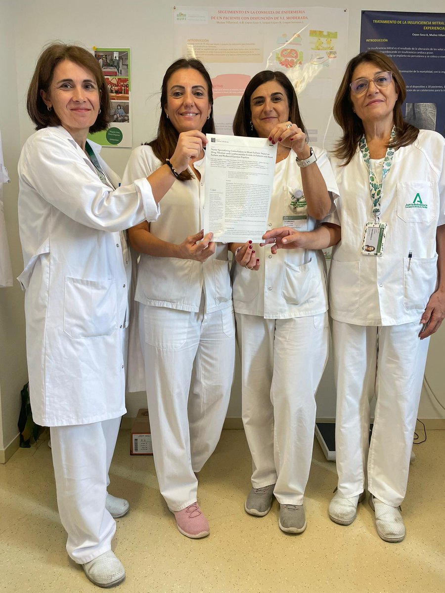 👩‍⚕ Ana Belén Muñoz, Antonina Cepas, Luisa Luque y María José Carmona, enfermeras y responsables de la Unidad de Cardiología del <a href="/HUReinaSofia/">Hospital Universitario Reina Sofía</a>, han participado en el artículo:

#SoyReinaSofía #Investigación #Cardiología #InsuficienciaCardiaca #ArtículoCientífico