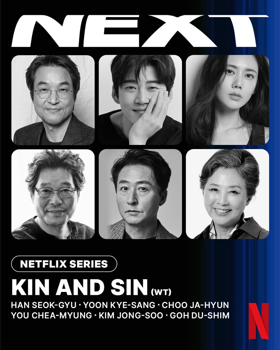 revistakoreain's tweet photo. #HanSukKyu, #YoonKyeSang, #ChooJaHyun, #YooJaeMyung, #KimJongSoo e #GoDooShim são confirmados para protagonizar o novo drama da Netflix "Kin and Sin".
A trama acompanha três famílias poderosas — os clãs Bu, Yang e Go — que lutam para proteger suas famílias enquanto competem pelo controle de Jeju.
cr: Soompi
