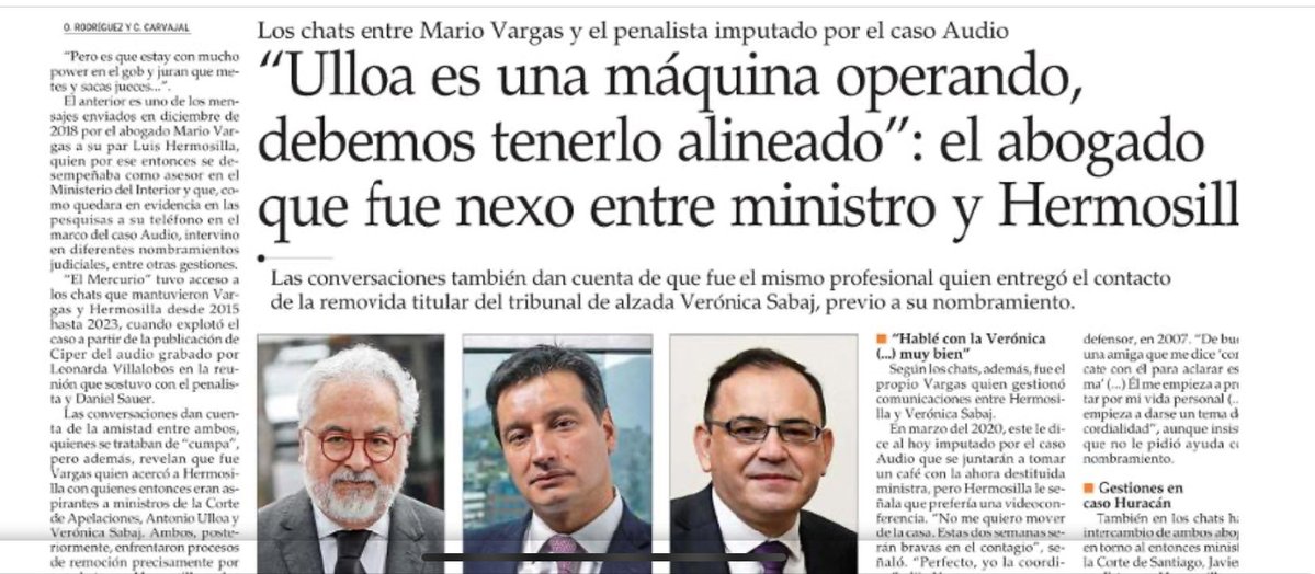 cgajardop's tweet image. “Ulloa es una una máquina operando” Así funciona la Justicia, pero para la Corte Suprema esto no es suficiente para destituir un ministro. 👇🏽