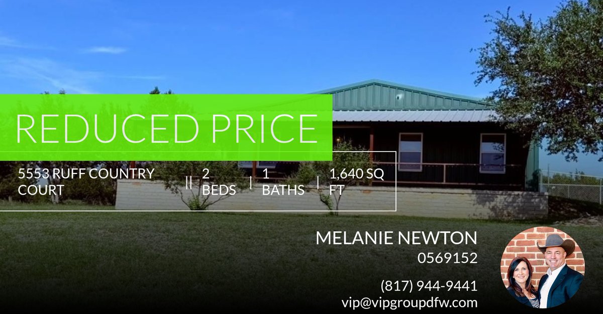 📍 Reduced Price 📍 This recently reduced home at 5553 Ruff Country Court in Granbury won't last long, so, don't wait to set up a showing! Reach out here or at (817) 944-9441 for more information! homeforsale.at/5553_RUFF_COUN…