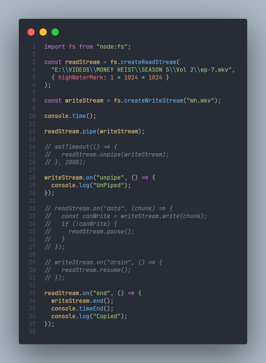 ritik65477's tweet image. 🚀 Day 106 of My Web Dev Journey – Backend
Diving into: Streams in Node.js
Last 3 days, I explored:
🔹 What are Streams & their Types
🔹 Readable & Writable Streams
🔹 Backpressure & Piping
🔹 Duplex & Transform Streams
#NodeJS #BackendDev #100DaysOfCode #LearnInPublic #WebDev