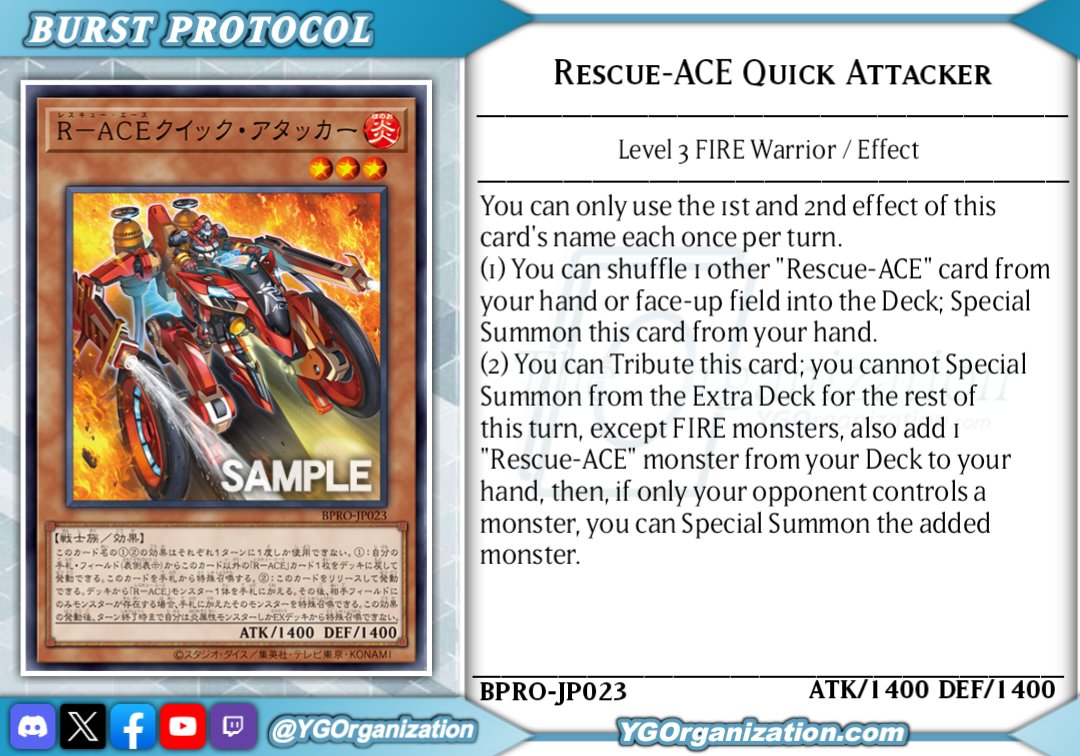 ygorganization's tweet image. ◆ Burst Protocol ◆
Go, Go, Rescue FI- ...ACE!
#yugioh #遊戯王
