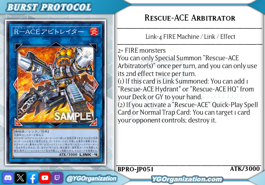 ygorganization's tweet image. ◆ Burst Protocol ◆
Go, Go, Rescue FI- ...ACE!
#yugioh #遊戯王