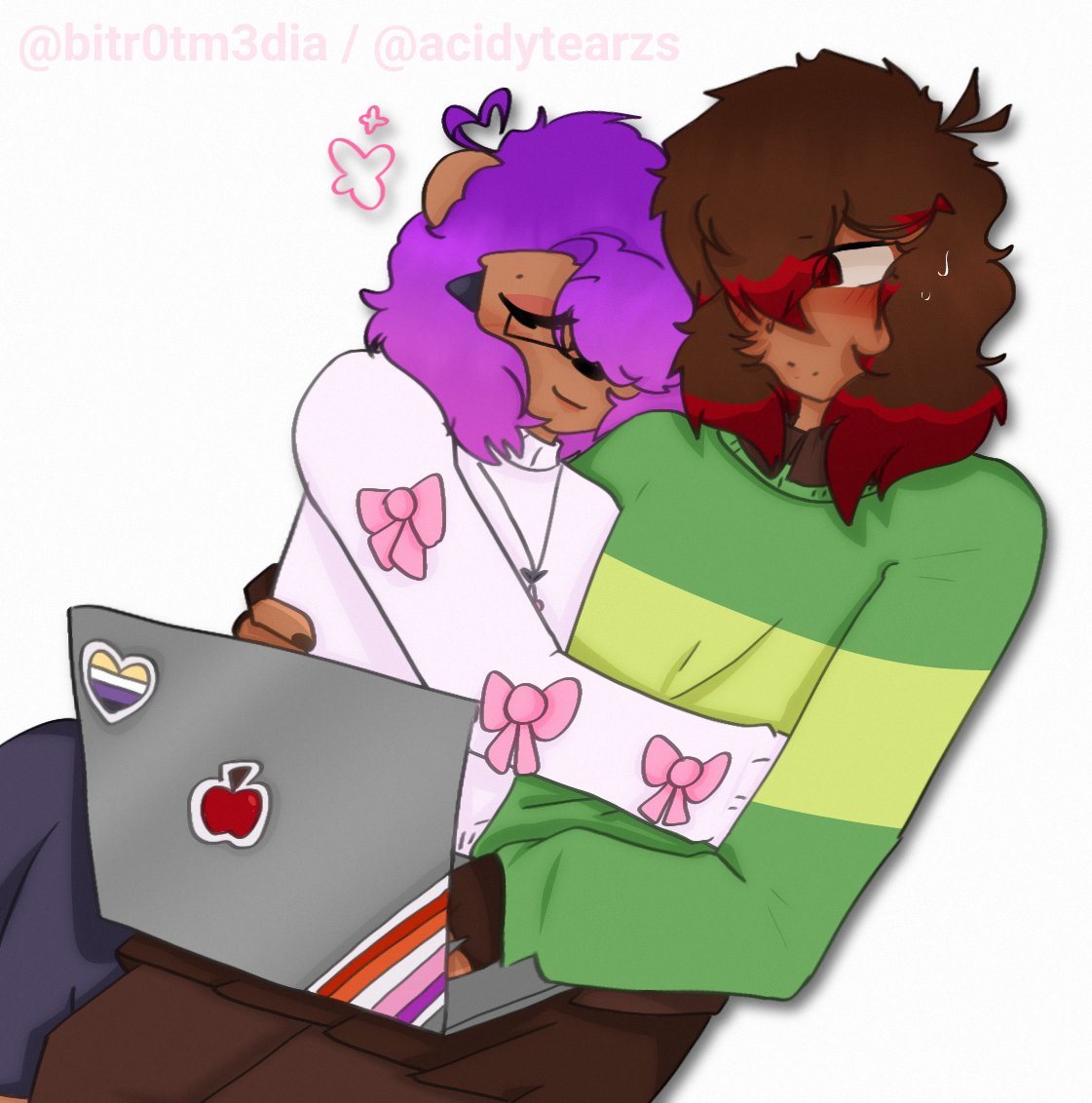 BITR0TM3DIA's tweet photo. Saw Kris and I hanging out in tomolife and it was so cute so I drew it ...

#kristar #yumetwt #soulboundtwt #ocxcanon #selfshiptwt #deltarune #yumeship #selfship https://t.co/d3bAfSiUnL