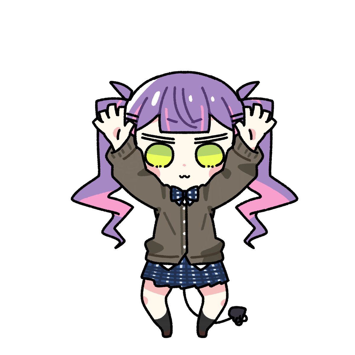 常闇トワ 「没に色乗せたもの 低頭身キャラの腕上げの時の処理方法が未だわからん」|honmirinのイラスト
