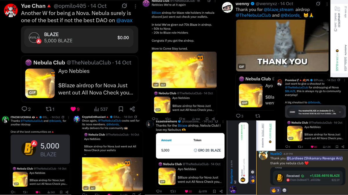 Did you know <a href="/TheNebulaClub/">Nebula Club</a> has done another nice airdrop for nebula club members?

In total of 70k $Blaze 

- Nova 5k blaze each
- Blaze role holders 1538 blaze each

This is not the first airdrop we've done 

Nebula is not a community but more like a Family 

Nebbies My fav