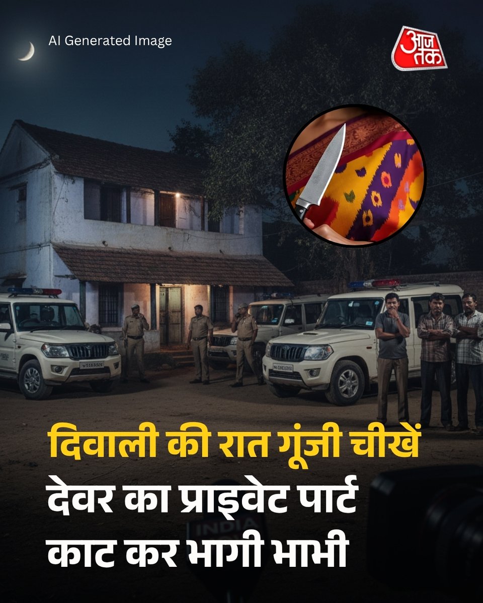 aajtak's tweet image. आगरा स्थित खेड़ी गांव में दिवाली की खुशियां मातम में बदल गईं. देवर-भाभी के विवाद में भाभी ने अपने देवर का प्राइवेट पार्ट काट दिया. गंभीर रूप से घायल युवक को दिल्ली एम्स रेफर किया गया है. वारदात के बाद आरोपी भाभी फरार हो गई. पुलिस मामले की जांच कर रही है कि आखिर यह दिल दहला देने…