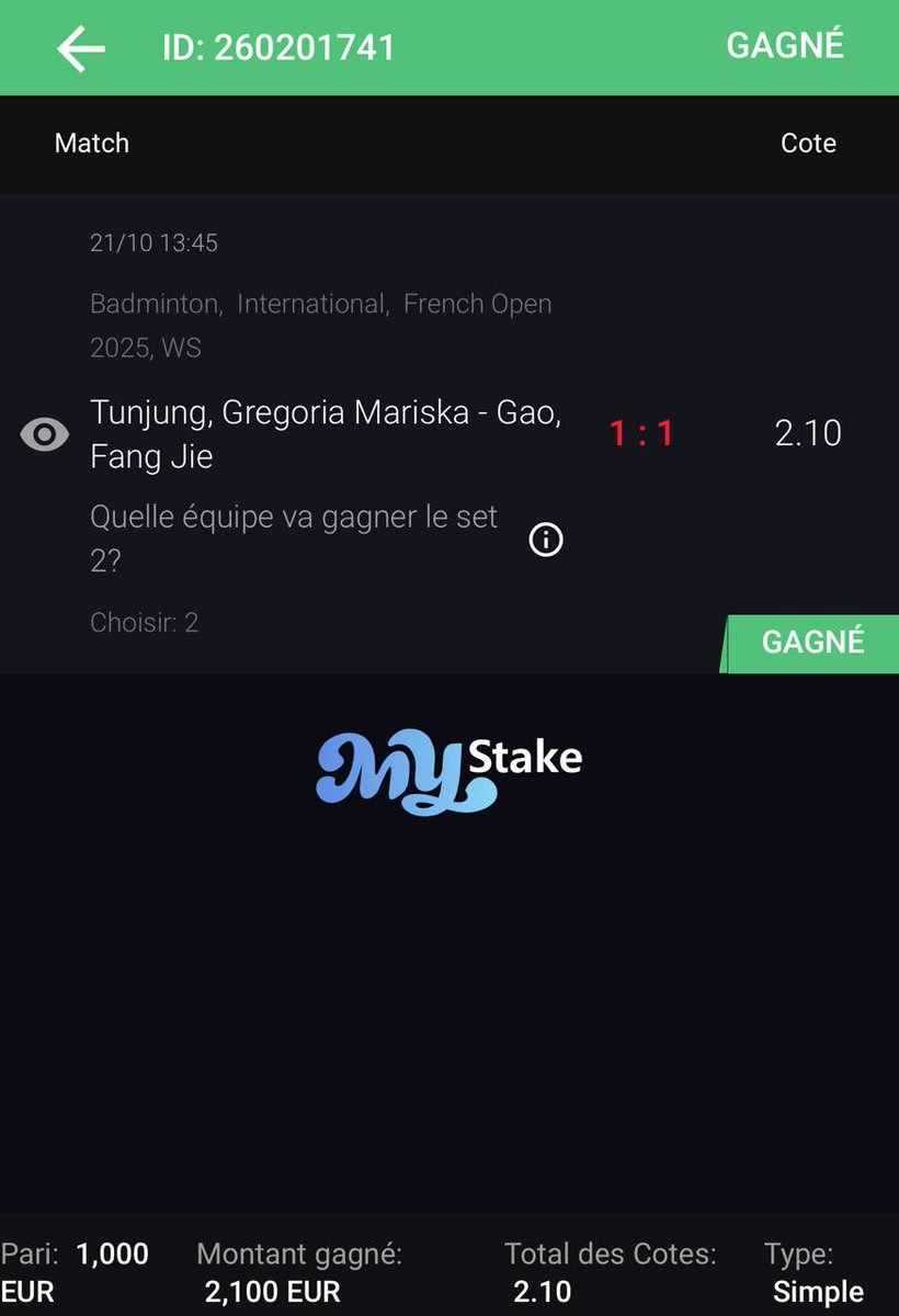 CARTOUCHE PRONO 🧨🥇 (@tontonseb10) on Twitter photo BOOM LE KDO TWITTER !✅💪
Rejoins mon canal télégramme ( lien dans ma bio ) pour la suite on va enchainez !
#TeamParieur BOOM LE KDO TWITTER !✅💪
Rejoins mon canal télégramme ( lien dans ma bio ) pour la suite on va enchainez !
#TeamParieur