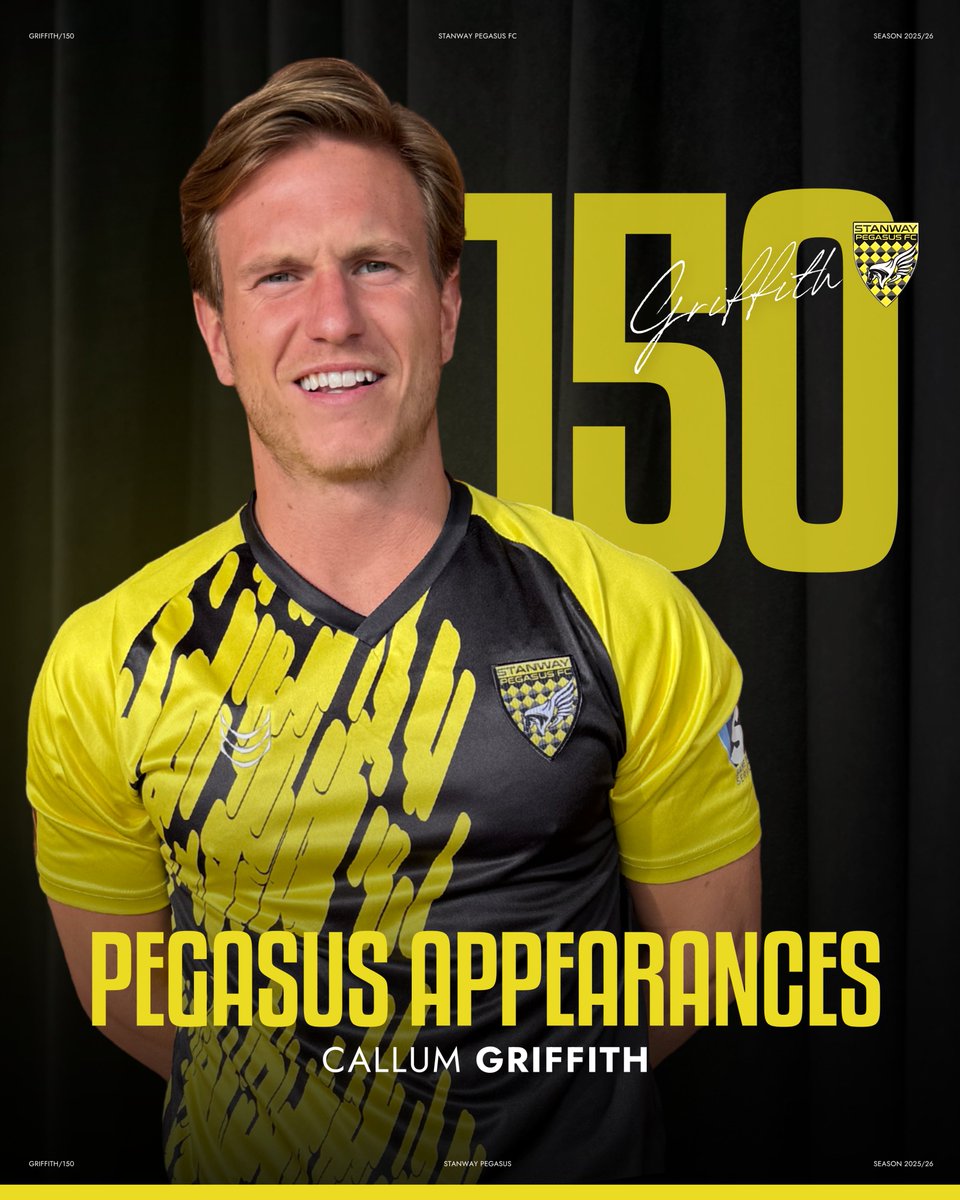 📢Official Club Milestone

Since returning to Stanway Pegasus this season, Callum Griffith has now made his 150th appearance in a Pegasus shirt!

&amp; if that’s not impressive enough, he’s closing in on his goal tally too👀

An outstanding achievement, well done Griff!👏

#UTSP 🟡⚫️