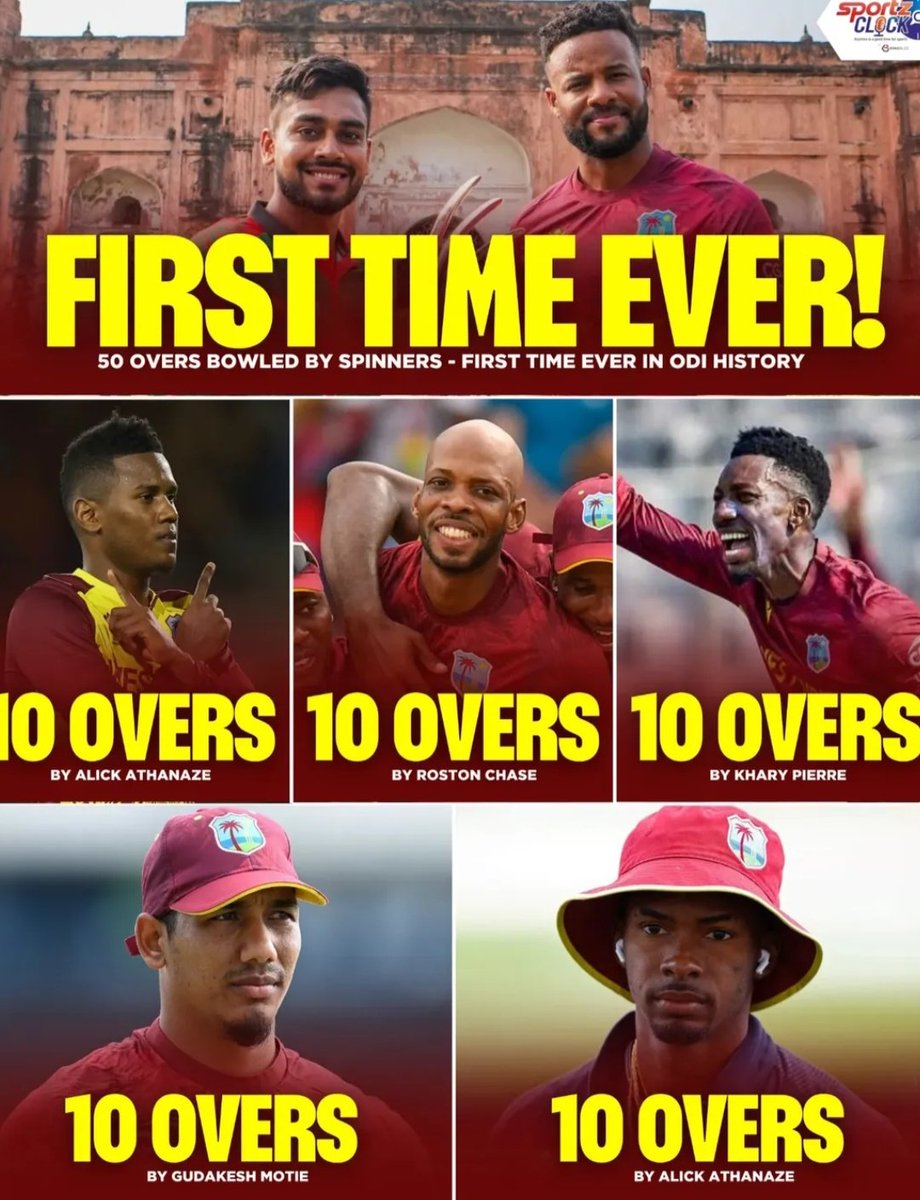 AshishYadav4518's tweet image. &quot;History made! 🌀 For the first time in ODI cricket, West Indies bowled all 50 overs with spinners! 🌟 #WIVIND #CricketHistory #SpinToWin&quot;
#patlama #Thamma