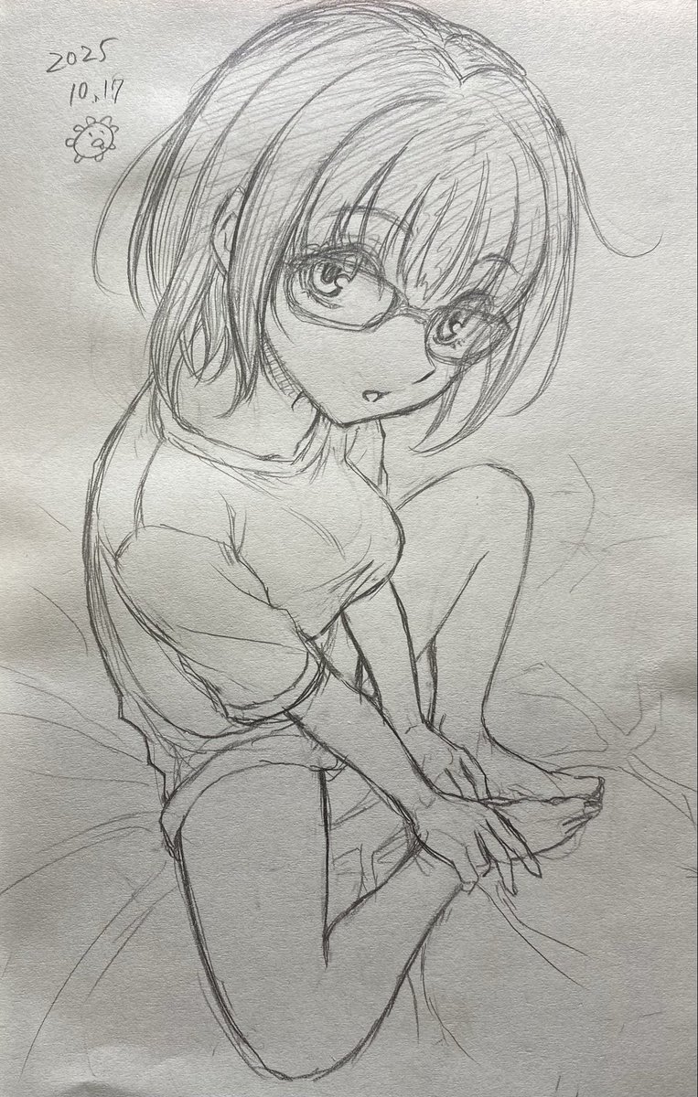帰省中に描いたラクガキ
眼鏡少女👓

風呂上がりに描いたので手の熱で紙がふにゃふにゃしてますね…

#アナログ絵
#illustlation