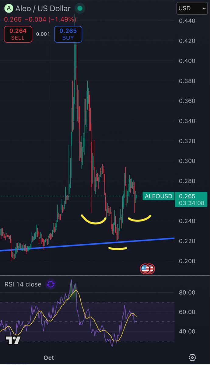 thejonnyjpegs's tweet image. I just noticed the inverted head & shoulders on the 4h $ALEO chart. Bullish if the formation holds @AleoHQ 
Imho super undervalued at $156m. I love getting in early, so this checks a lot of boxes for me.
#L1 #Privacy #Stablecoins #dApps