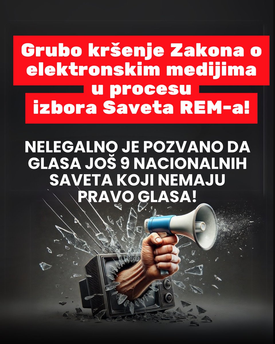 🚨 Stručna služba Skupštine prekršila zakon u procesu izbora članova Saveta REM!!

Današnjom odlukom da uključi devet novih predlagača u glasanje o kandidatima za Savet REM-a, stručna služba je delovala suprotno izveštaju Odbora objavljenom 14. oktobra 2025. godine i grubo
