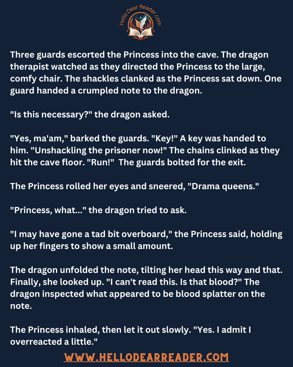 jason_delph's tweet image. Princess &amp;amp; the Dragon Therapist: Overboard [156]
Read them all here:
rfr.bz/t0f5312
#CozyFantasy #HelloDearReader #NanoFiction #MicroFiction #BookLovers #FantasyReads