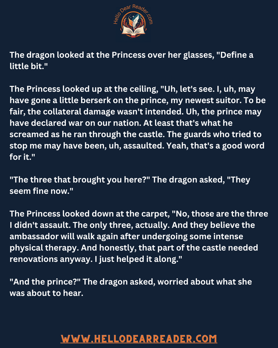 jason_delph's tweet image. Princess &amp;amp; the Dragon Therapist: Overboard [156]
Read them all here:
rfr.bz/t0f5312
#CozyFantasy #HelloDearReader #NanoFiction #MicroFiction #BookLovers #FantasyReads