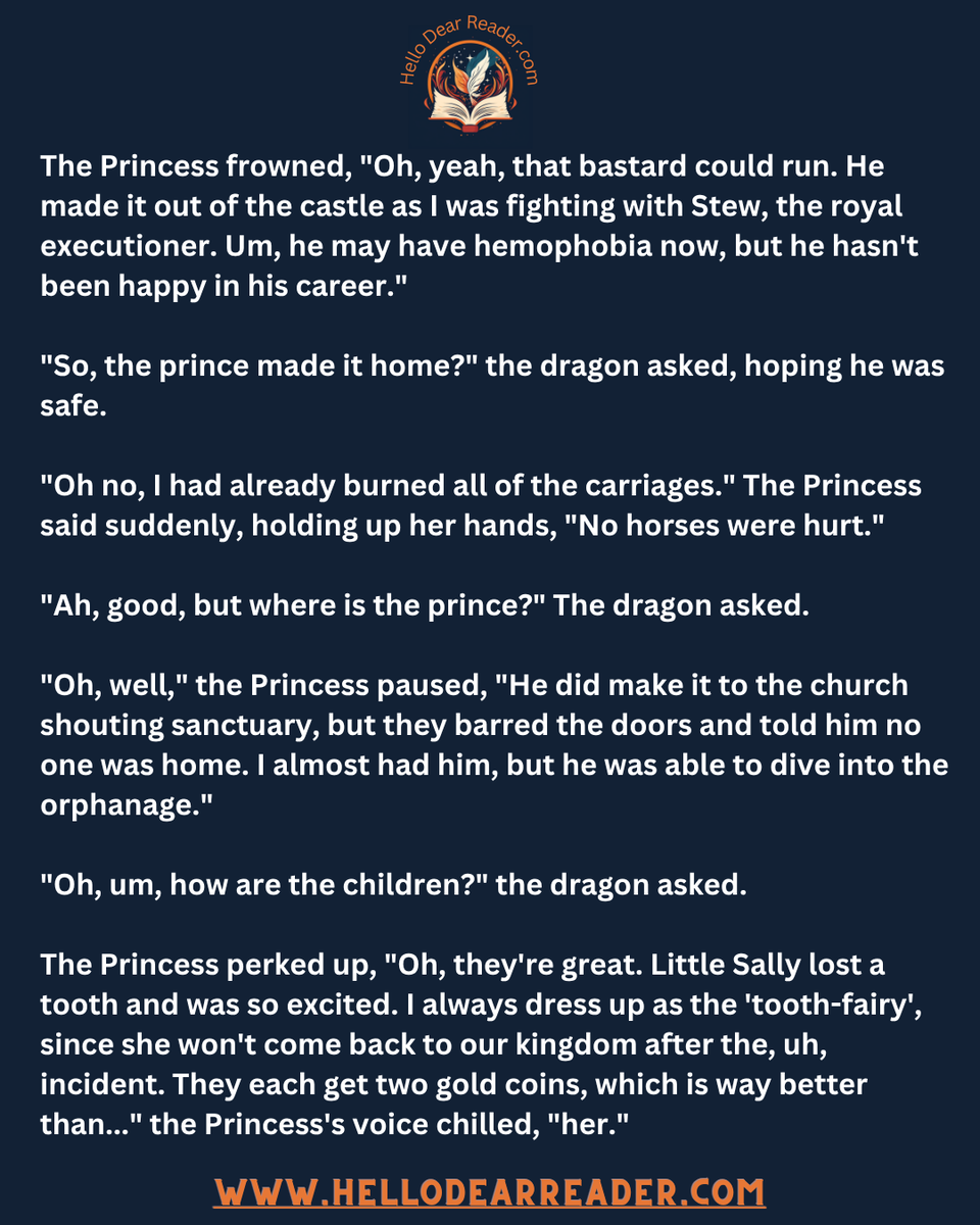 jason_delph's tweet image. Princess &amp;amp; the Dragon Therapist: Overboard [156]
Read them all here:
rfr.bz/t0f5312
#CozyFantasy #HelloDearReader #NanoFiction #MicroFiction #BookLovers #FantasyReads