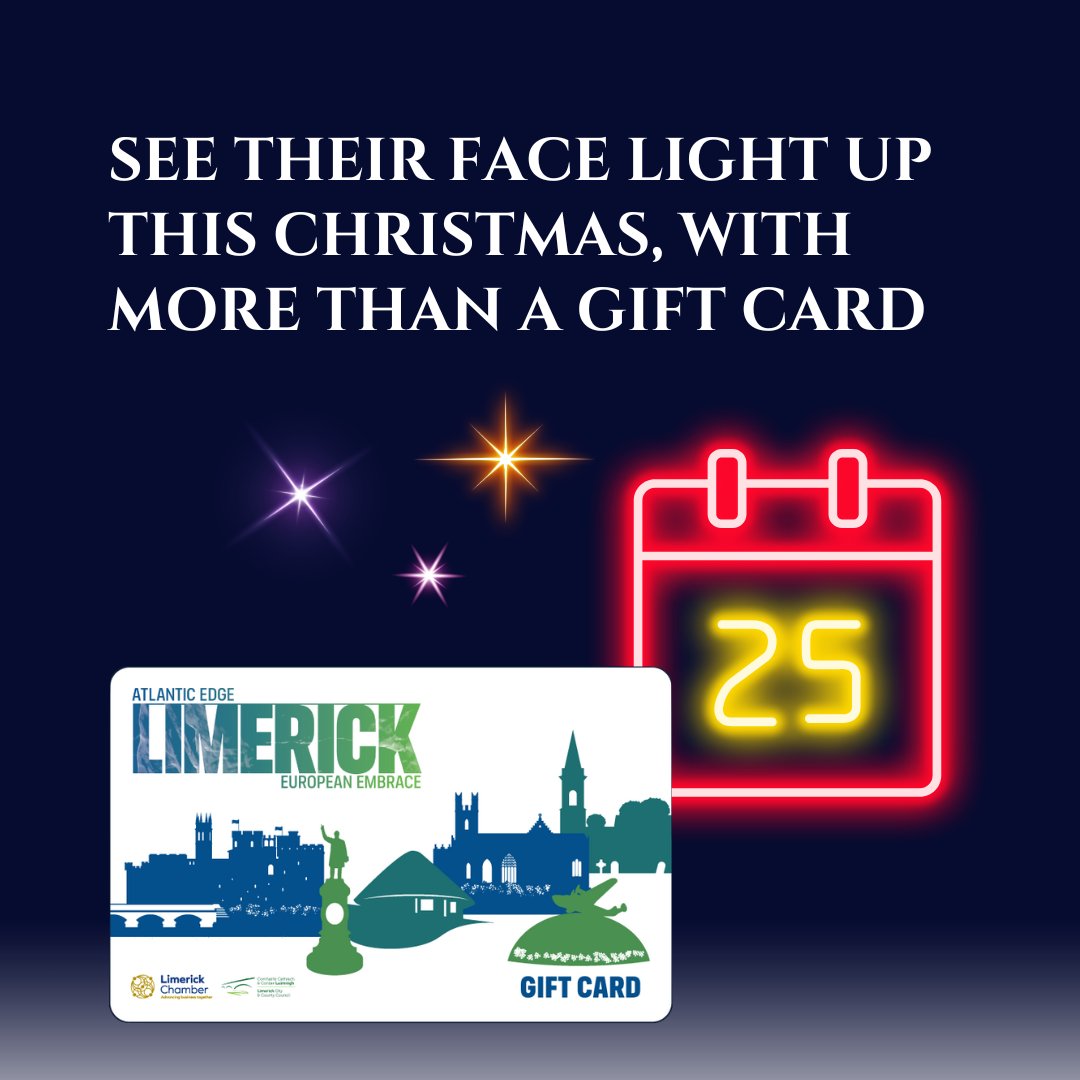 You could get them a regular Gift Card. Or, you could gift them   the the Gift Card that offers more. More choice, more support for local, more   fun. Make their Christmas wishes come true with the Limerick Gift Card. townandcitygiftcards.ie