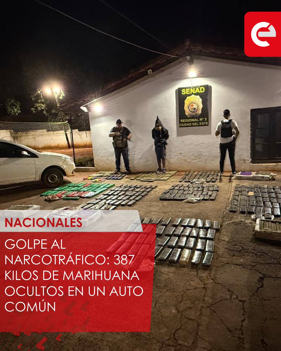 canal_e_py's tweet image. 🚨 Un operativo de control en la zona de Minga Porã, Alto Paraná, derivó en la incautación de un importante cargamento de marihuana transportado bajo la modalidad de “traslado hormiga”.
Durante la noche, agentes de la Oficina Regional de Ciudad del Este interceptaron un FIAT…